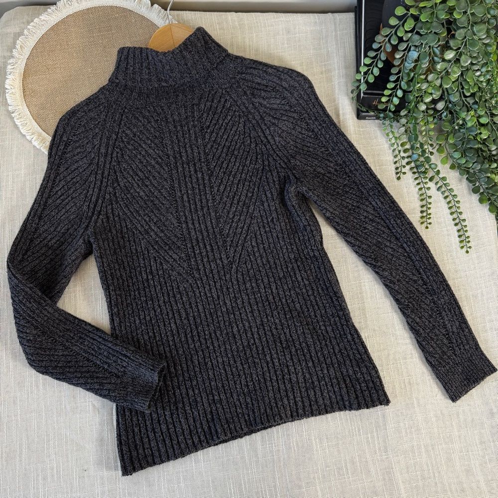 Sundance Charcoal Ribbed Sweater Turtleneck Cabincore Minimalist Western Boho